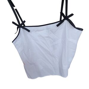 J Crew XL White Tank black Bows